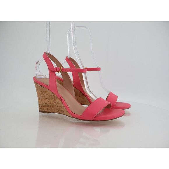 Cole Haan Womens Josie Sandals Pink Coral Leather Buckle Strap Wedge Heel 10B - Picture 2 of 12